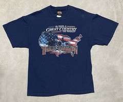 Vintage Harley Davidson T Shirt Biker US Flag Great Country Hal’s Size Large