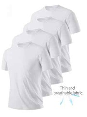 4-Pack White black Men’s T-Shirt Thin Solid color Quick Drying Breathable