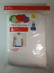 6 Fruit of the Loom Men’s Crew Tee shirts, Moisture Wicking & Tag Free Size L