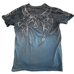 Affliction Cathedral Series Graphic T Shirt Mens L Gray Blue Grunge Gothic Tee