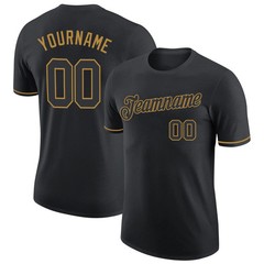 Custom Black Old Gold Performance T-Shirt Mens Sport Baseball Graphic Gift