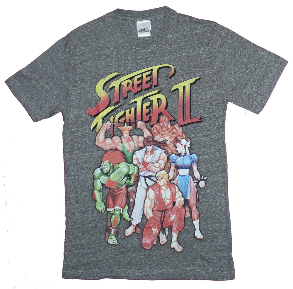 Street Fighter II Adult New T-Shirt – Classic 6 Character Cast Under Logo