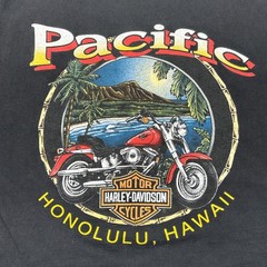Vintage Harley Davidson 1996 Pacific Honolulu Long Sleeve T-Shirt Eagle Flag M