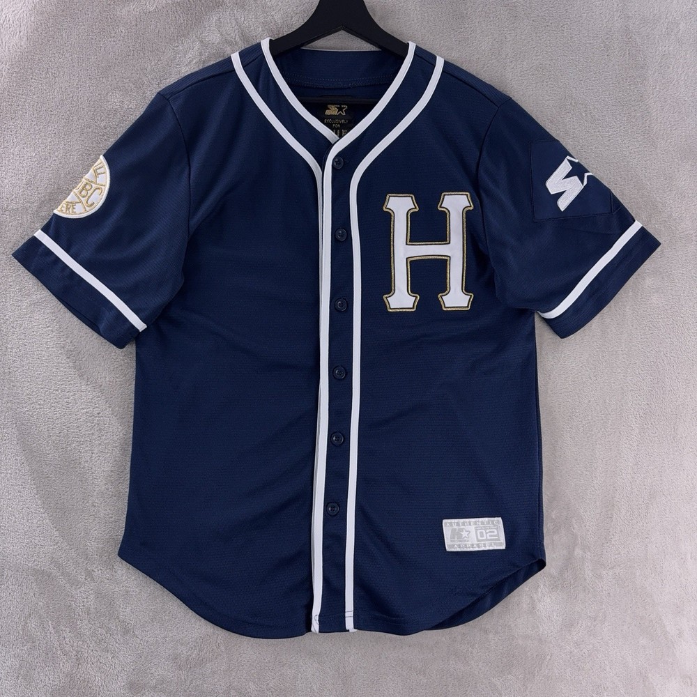 Starter HUF DBC Baseball Jersey Mens Size Small Navy Button Front Logo Casual