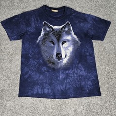 Vtg The Mountain T-Shirt Men’s Large Blue Tie Dye Tee Wolf Woodland Nature