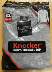 Knocker Mens Thermal Top Cotton Bell Grey Thermal Long Sleeve Size 3XL New