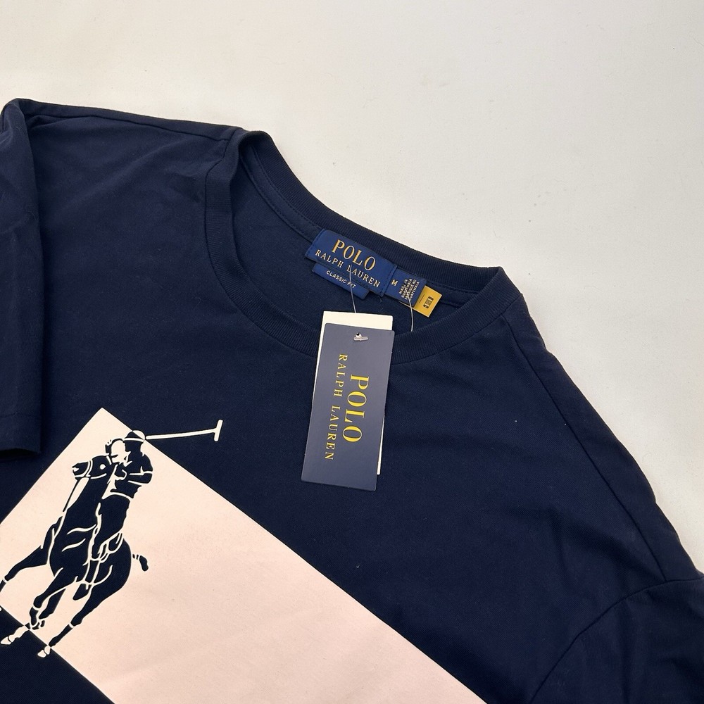 Polo Ralph Lauren Men’s Navy Huge Polo Logo Cotton Short Sleeve T-Shirt M NWT