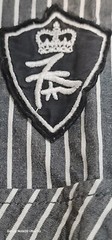 Seven Souls Striped White & Black Button Up Shirt Size Large With Patches