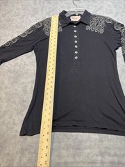 Gypsy 05 Embroidered Black Pullover Button Long Sleeve Small Made In USA-919