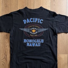 Vintage Harley Davidson Flame Eagle Black Mens Large Shirt 90s Hawaii Pacific