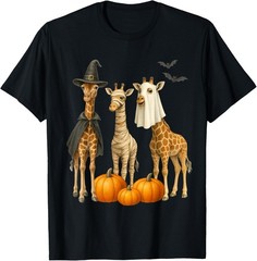 Giraffe Boo Mummy Witch Halloween Costume Giraffe Pumpkin T-Shirt