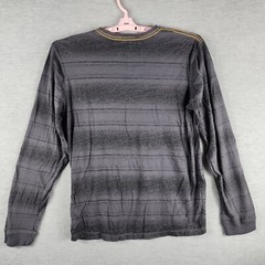 Vintage DKNY Men Shirt XL Gray Stripe Pullover Long Sleeve Tshirt EUC