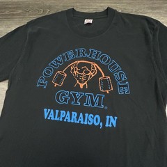 Vintage Powerhouse Gym Shirt Mens Large Black Bodybuilding Single Stitch USA 90s