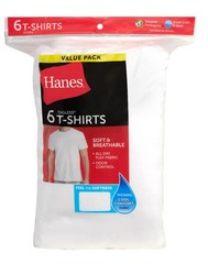 Hanes 2135P6 Mens White Crew Neck Undershirts Tagless Large 6 Pack