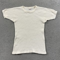 Vintage BVD Thermal Shirt Mens Small White Short Sleeve 60s Waffle Knit USA