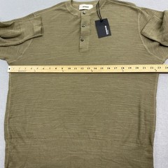 Buck Mason Shirt Mens Large Olive Daybreak Rower Thermal Knit Henley Long Sleeve