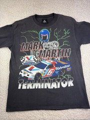 Vintage Black Single Stitch MARK MARTIN TERMINATOR T-Shirt Size L NASCAR USA🔥