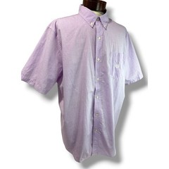 Size XXL Chaps Mens Easy Care Button Down Short Sleeve Orchid Plaid Shirt