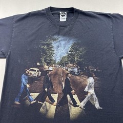 Vintage The Beatles Abbey Road T-Shirt Mens Medium Black Rock Band Apple 2008