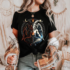 Baphomet Occult Goat Shirt | Esoteric Duality Symbol Tee | Gothic Ritual Graphic