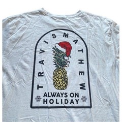 Travis Mathew T-Shirt Mens XXL White Always On Holiday HUGE Logo Christmas MINT
