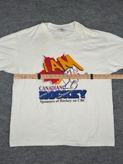 Vintage 90s I Am Canadian Hockey CBC T-Shirt Hanes Heavyweight XL 50/50