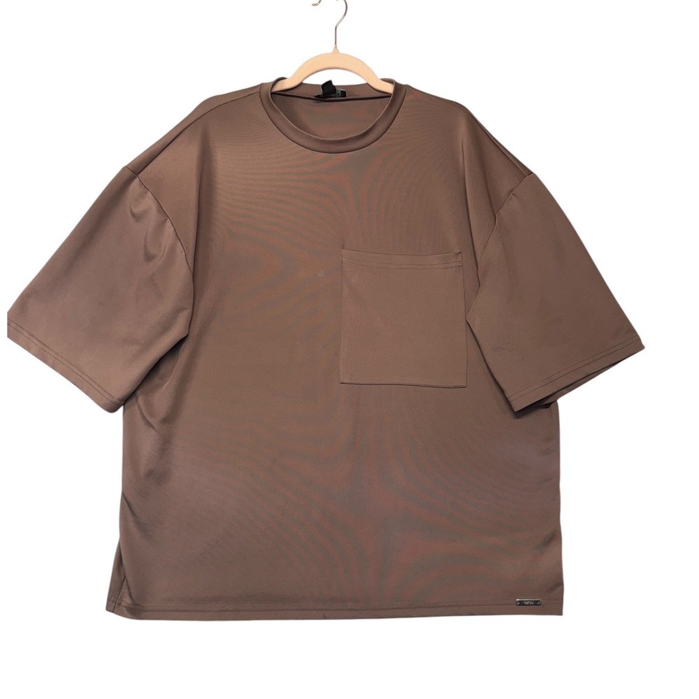 boohooMAN Mens Oversized Pocket T-Shirt Mauve Brown Size M Streetwear Casual