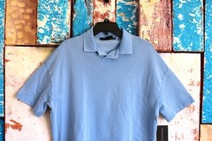 Men’s No Boundaries Oversize French Terry Polo Shirt XSMALL Chambray NEW