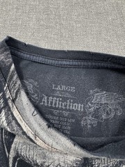 Y2K Affliction T-Shirt Puppet Master Mens All Over Print Graphic Tee Large Black