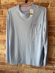 Tommy Bahama Light Sky New Bali Skyline Crew-Neck Long Sleeve Pocket Shirt LT