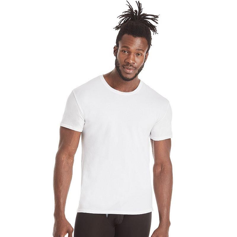 Hanes Men’s Cotton, Moisture-Wicking Crew Tee Undershirts White Large 42-44