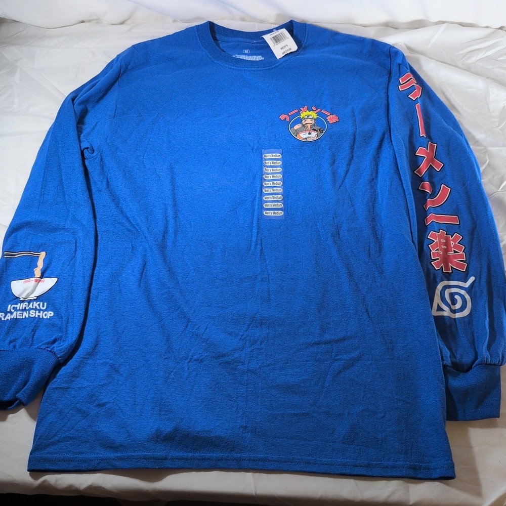 Naruto Shippuden Ichiraku Ramen Shop Long Sleeve T-shirt Blue Men’s Size M