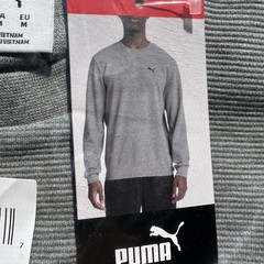 PUMA Men’s Waffle Knit Thermal Shirt Gray Long Sleeve Crew Neck Size M NEW