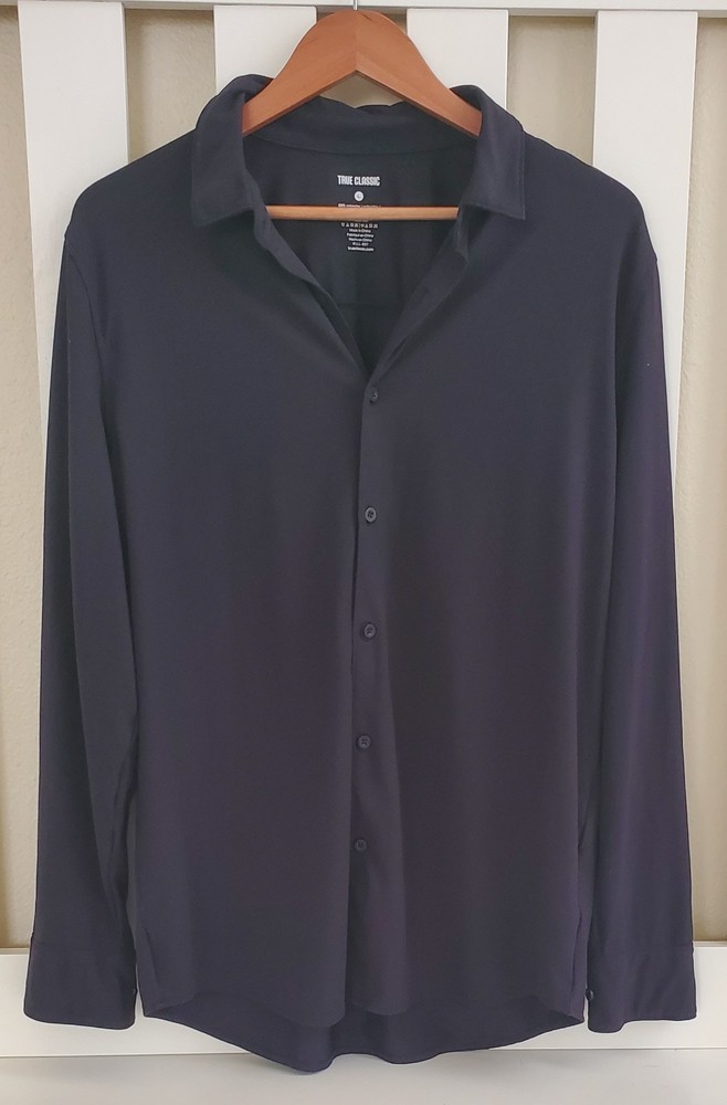 True Classic Men’s, Knit Long Sleeve, Slightly Relaxed Fit Collard Shirt Stretch