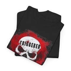 Furious Triggered Skull Graffiti. Dark Art, Bloody Horror Biker Punk Heavy Metal
