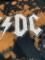 ASOS AC/DC T-Shirt Mens Small Black Brown Tie Dye Sleeveless Grunge Retro Rock