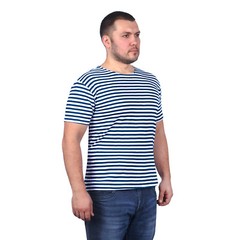 Men’s Striped Short Sleeved T-Shirt 100% Cotton Dark Blue Original Telnyashka