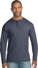 New Hanes Men’s Henley Shirt Long-Sleeve Gray, M