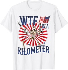 Retro A Kilometer Funny Skeleton Patriotic American Freedom T-Shirt