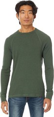 Faherty Mens Long Sleeve Cloud Waffle Crew in Deep Fern Heather Size XXL