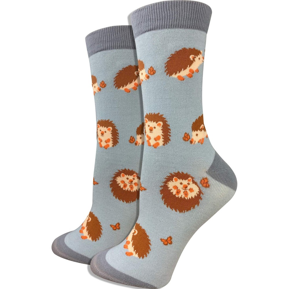 Womens Premium Comfort Animal Socks Hedgehog Grey 4-10