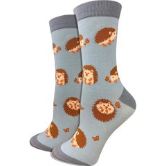 Womens Premium Comfort Animal Socks Hedgehog Grey 4-10