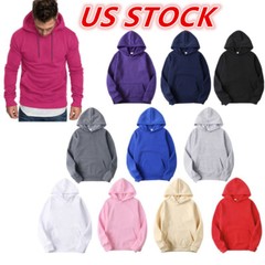 US Men’s Drawstring Hooded Sweatshirt Long Sleeve Hoodies With Pocket Streetwear