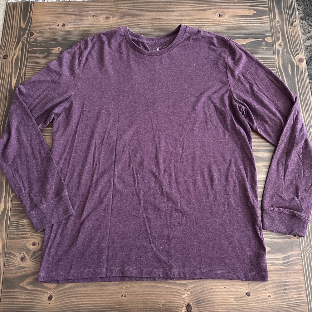 G.H. Bass Long Sleeve Tee Mens XL Purple Crew Neck Casual Basic Cotton Blend