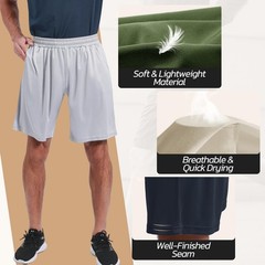 BOOJO 3 Pack Gym Basketball Mens Shorts – Large, 1-black/Dark Grey/Navy Blue