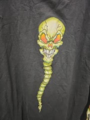 Vintage Y2K JNCO Jeans Flaming Skull Black Shirt Size Large