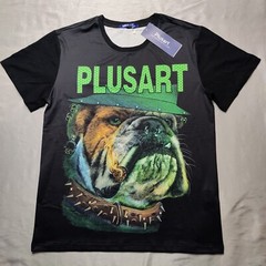 PLUSART Cigar Smoking Gangster Bulldog Men Large Black Double-Sided T-Shirt NEW