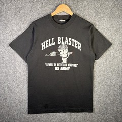 Vintage Army Shirt Medium Black Hell Blaster Cartoon Parody War Military 90s USA