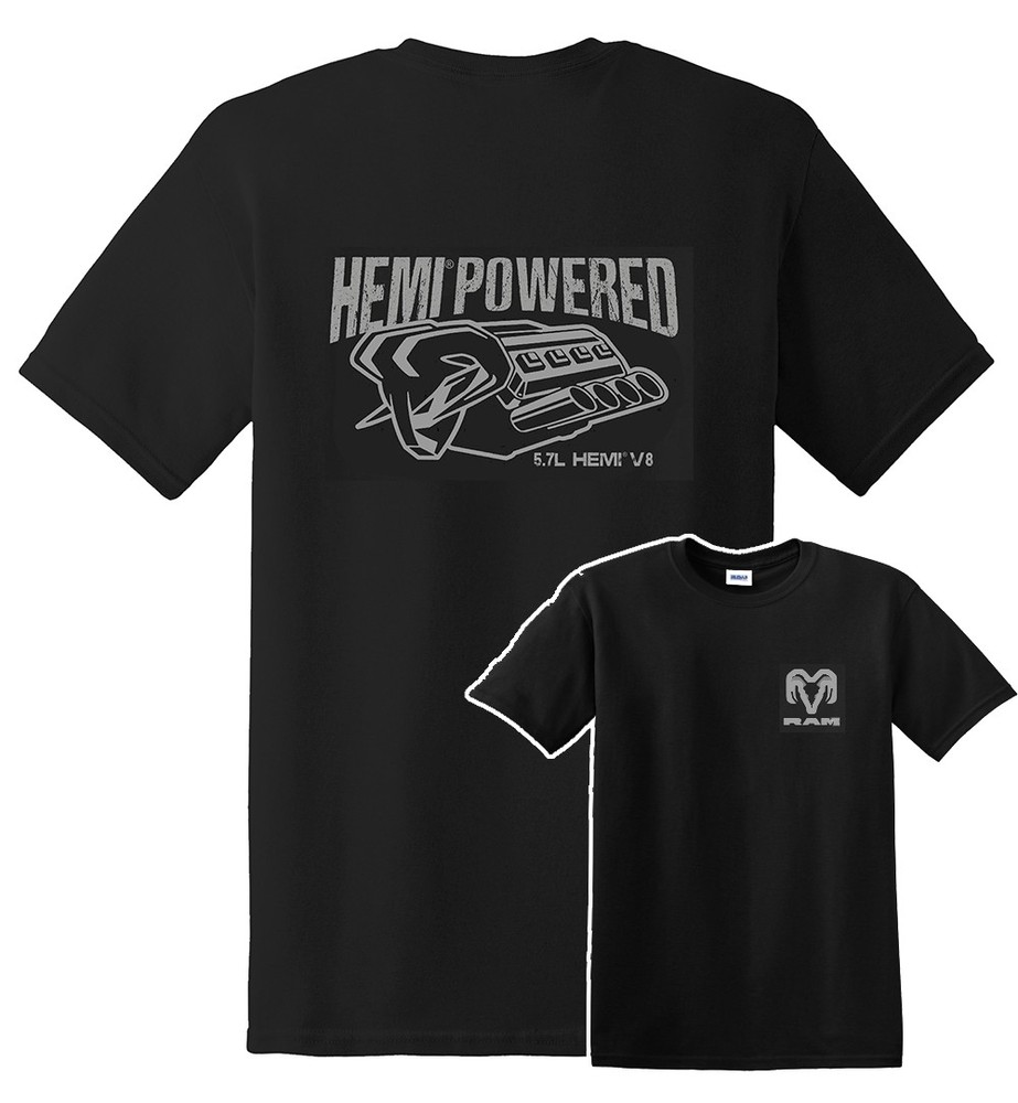 RAM Hemi Powered Engine 5.7L V8 Car Cotton T-Shirt Black Official Licensed