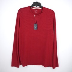 Cremieux Men’s Long-Sleeve Henley Shirt XL Red Pink Striped NWT $69.50